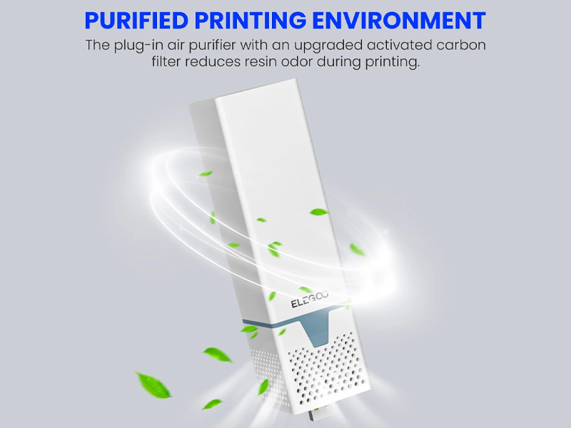 The plug-in air purifier makes printing with the Mars 4 Ultra printer safer